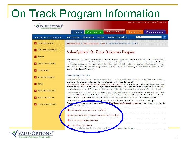 On Track Program Information 13 On Track Program Information 13
