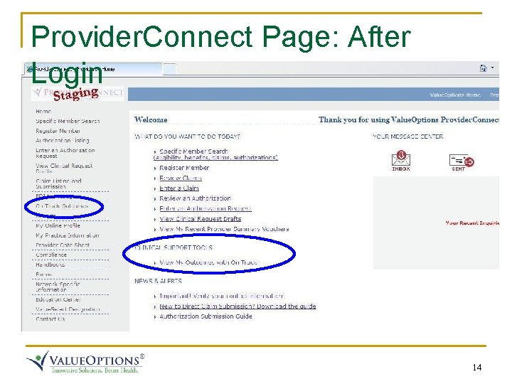 Provider. Connect Page: After Login 14 Provider. Connect Page: After Login 14