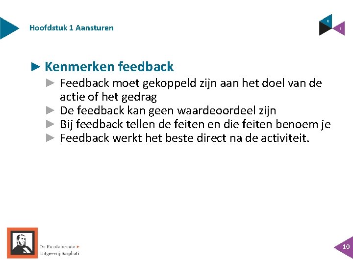 Hoofdstuk 1 Aansturen ► Kenmerken feedback ► Feedback moet gekoppeld zijn aan het doel