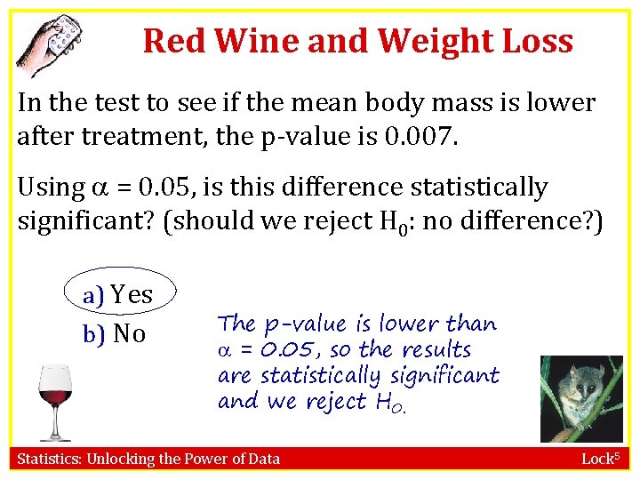 Red Wine and Weight Loss In the test to see if the mean body Red Wine and Weight Loss In the test to see if the mean body
