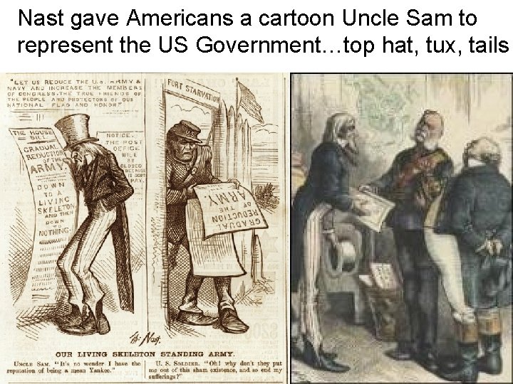 Nast gave Americans a cartoon Uncle Sam to represent the US Government…top hat, tux,