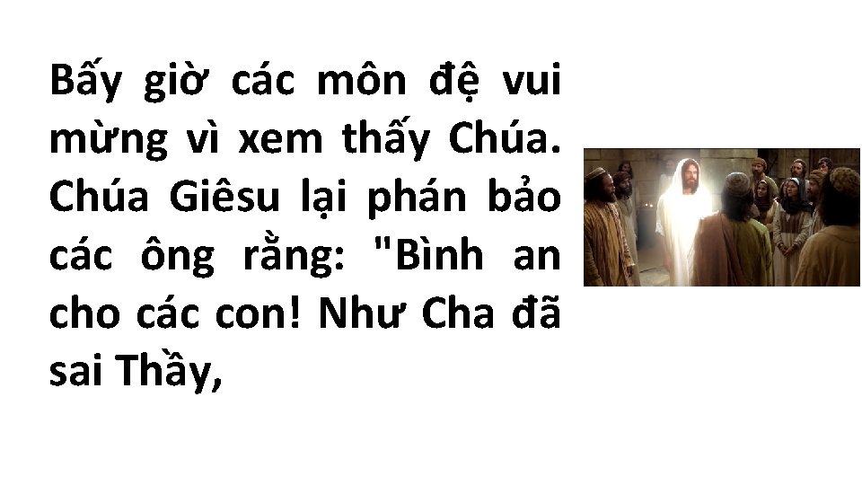 Bấy giờ các môn đệ vui mừng vì xem thấy Chúa Giêsu lại phán