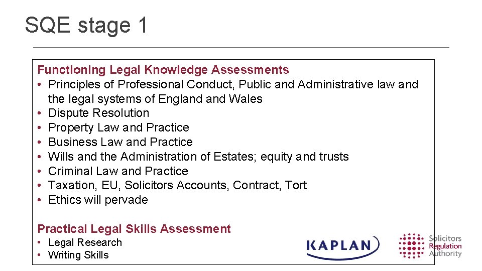 SQE stage 1 Functioning Legal Knowledge Assessments • Principles of Professional Conduct, Public and SQE stage 1 Functioning Legal Knowledge Assessments • Principles of Professional Conduct, Public and