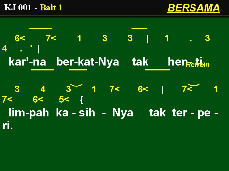 BERSAMA KJ 001 - Bait 1 6< 7< 4. ' | 1 3 3