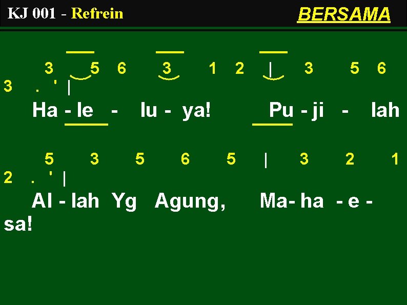 BERSAMA KJ 001 - Refrein 3 3 2 5 6 3 1 2 |