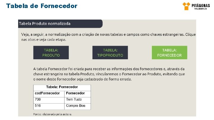Tabela de Fornecedor 