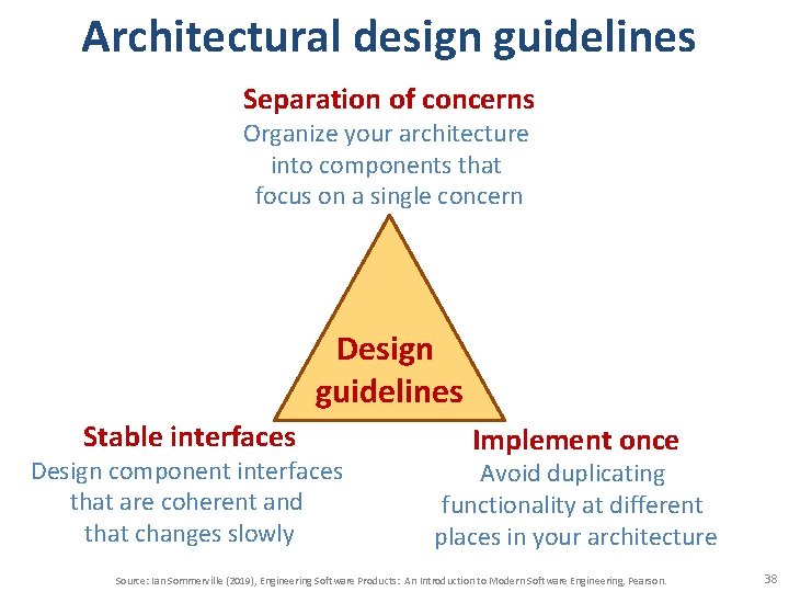 Architectural design guidelines Separation of concerns Organize your architecture into components that focus on