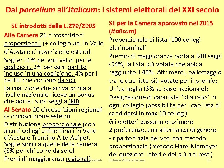 Dal porcellum all’Italicum: i sistemi elettorali del XXI secolo SE per la Camera approvato