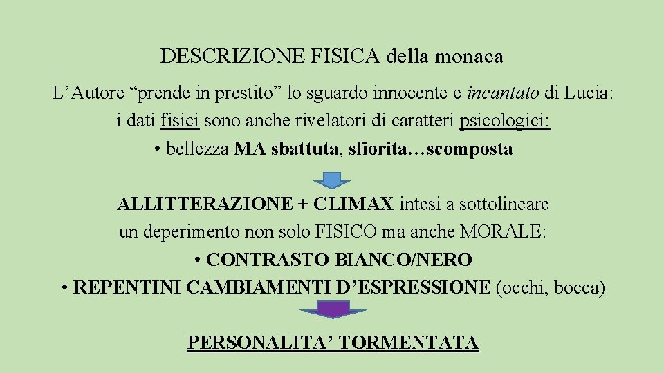 DESCRIZIONE FISICA della monaca L’Autore “prende in prestito” lo sguardo innocente e incantato di