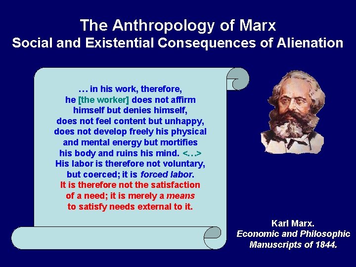 The Anthropology of Marx Social and Existential Consequences of Alienation … in his work,