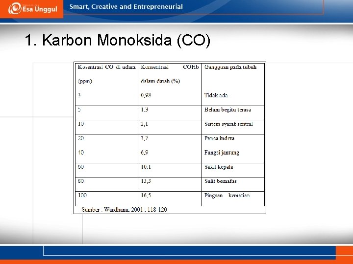 1. Karbon Monoksida (CO) 