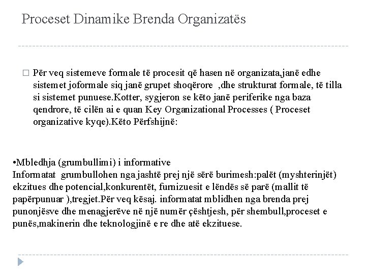 Proceset Dinamike Brenda Organizatës � Për veq sistemeve formale të procesit që hasen në