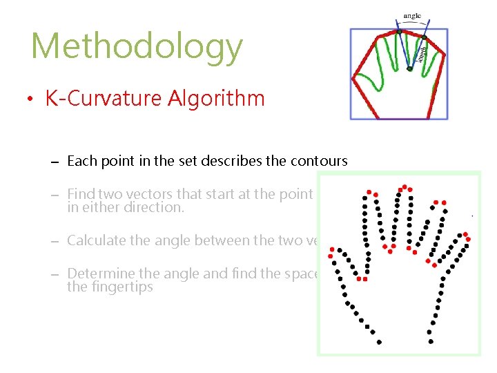 Methodology • K-Curvature Algorithm – Each point in the set describes the contours – Methodology • K-Curvature Algorithm – Each point in the set describes the contours –