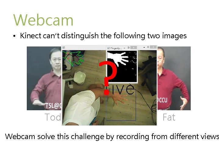Webcam • Kinect can’t distinguish the following two images ? Today Fat Webcam solve Webcam • Kinect can’t distinguish the following two images ? Today Fat Webcam solve