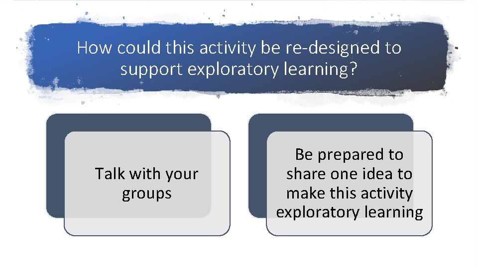 How could this activity be re-designed to support exploratory learning? Talk with your groups