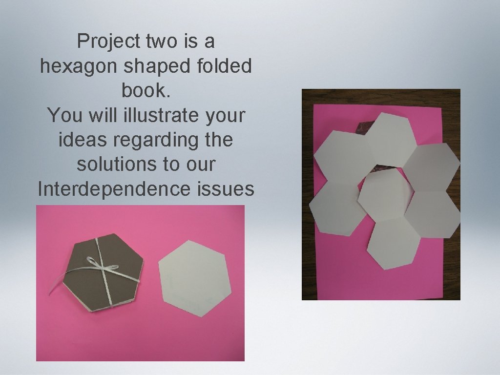 Project two is a hexagon shaped folded book. You will illustrate your ideas regarding