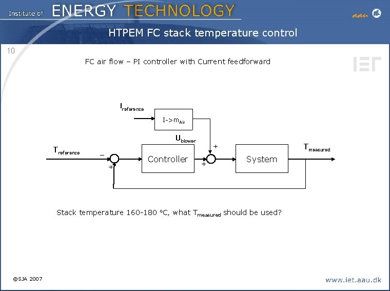 HTPEM FC stack temperature control 10 FC air flow – PI controller with Current