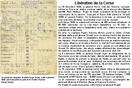 Libération de la Corse Le journal de navigation du pilote Roger Dupuy, le 28