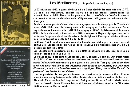 Les Merlinettes (par la général Damien Bagaria) (Aérostèles – JG Jaillot-Combelas) Le 22 novembre