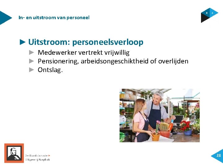 In- en uitstroom van personeel ► Uitstroom: personeelsverloop ► Medewerker vertrekt vrijwillig ► Pensionering,