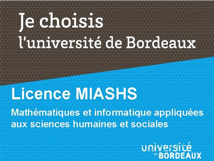 Licence MIASHS Mathématiques et informatique appliquées aux sciences humaines et sociales 