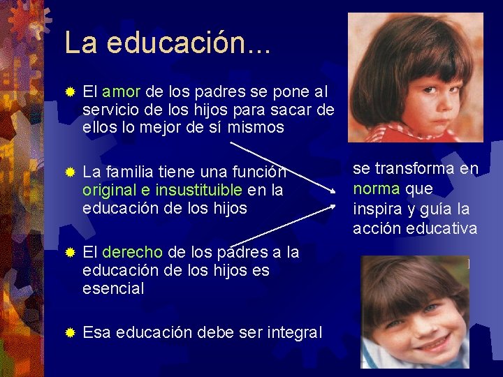 La educación. . . ® El amor de los padres se pone al servicio