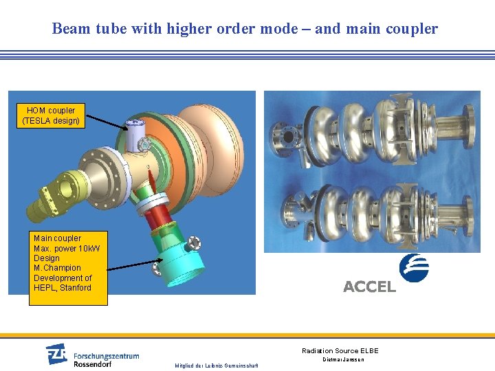 Beam tube with higher order mode – and main coupler HOM coupler (TESLA design)