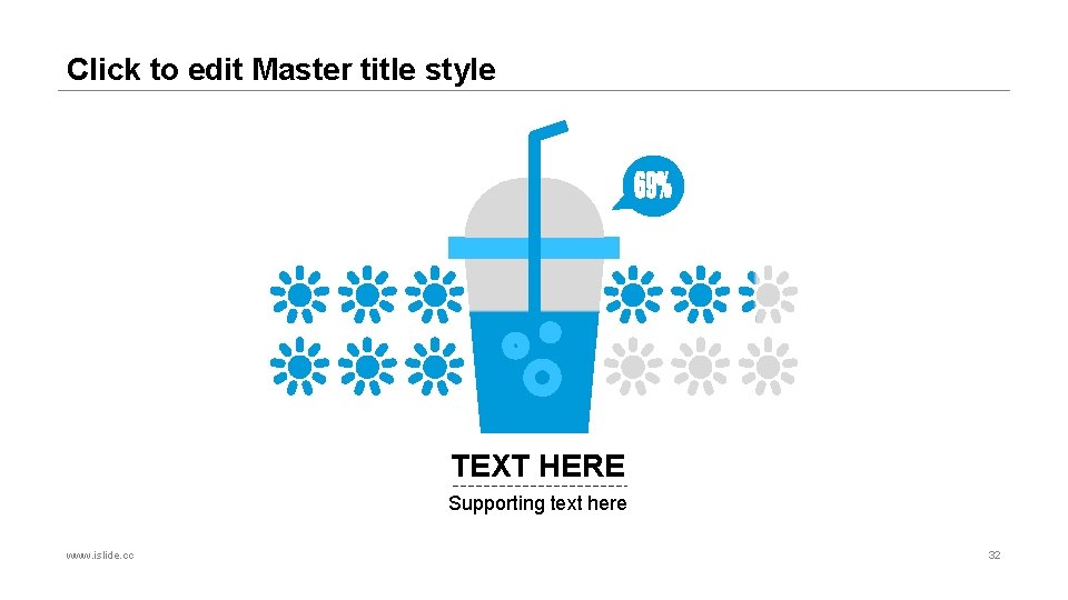 Click to edit Master title style TEXT HERE Supporting text here www. islide. cc