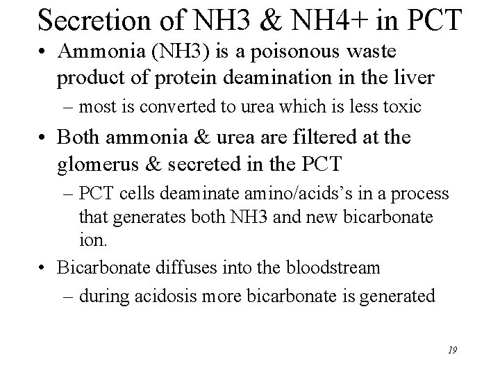 Secretion of NH 3 & NH 4+ in PCT • Ammonia (NH 3) is Secretion of NH 3 & NH 4+ in PCT • Ammonia (NH 3) is