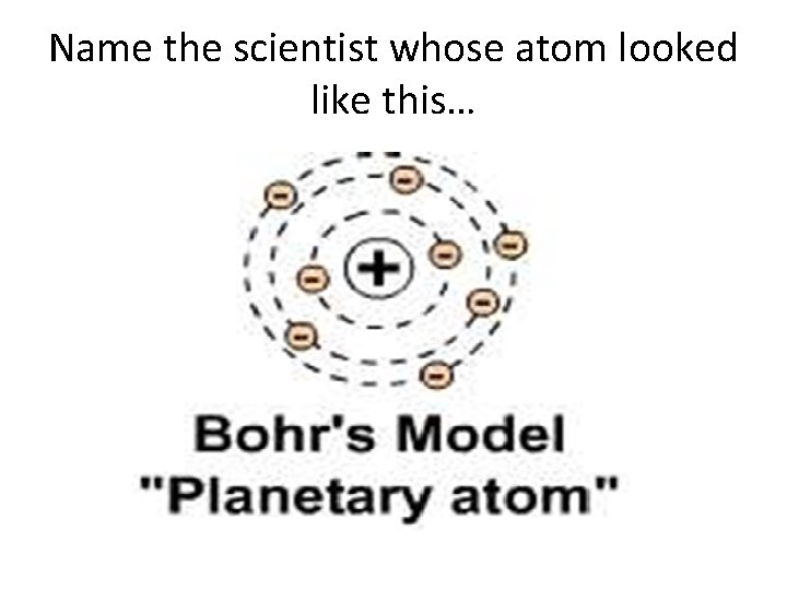 Name the scientist whose atom looked like this… Name the scientist whose atom looked like this…