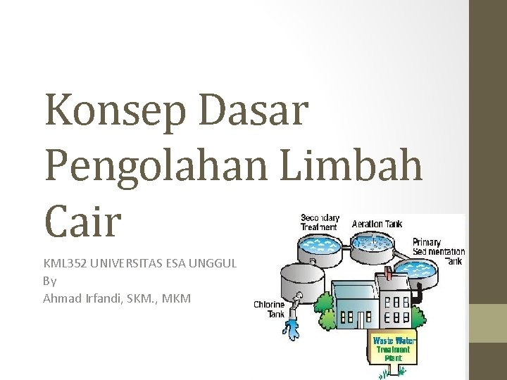 Konsep Dasar Pengolahan Limbah Cair KML 352 UNIVERSITAS ESA UNGGUL By Ahmad Irfandi, SKM.