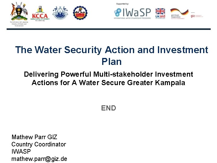The Water Security Action and Investment Plan Delivering Powerful Multi-stakeholder Investment Actions for A