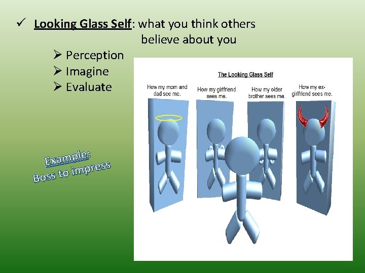 ü Looking Glass Self: what you think others believe about you Ø Perception Ø