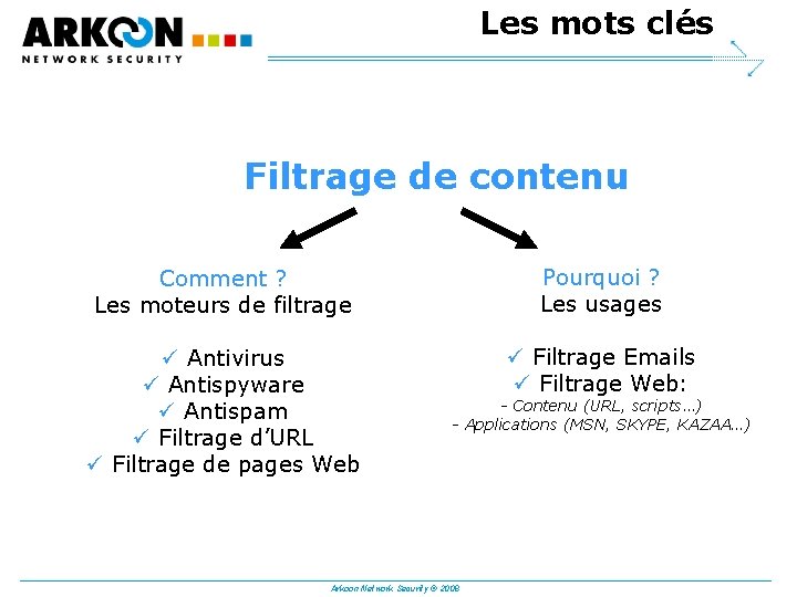 Les mots clés Filtrage de contenu Comment ? Les moteurs de filtrage Pourquoi ?
