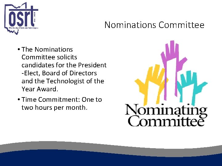 Nominations Committee • The Nominations Committee solicits candidates for the President -Elect, Board of