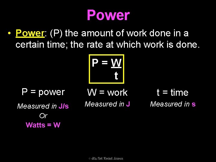 Power • Power: (P) the amount of work done in a certain time; the
