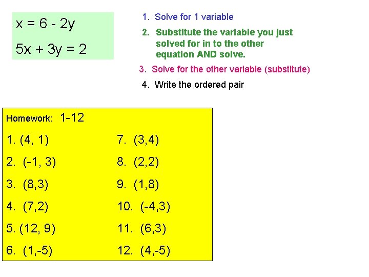 System Of Equations Substitution Method Day 1 Todays
