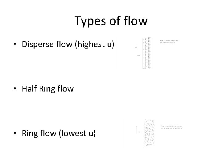 Types of flow • Disperse flow (highest u) • Half Ring flow • Ring