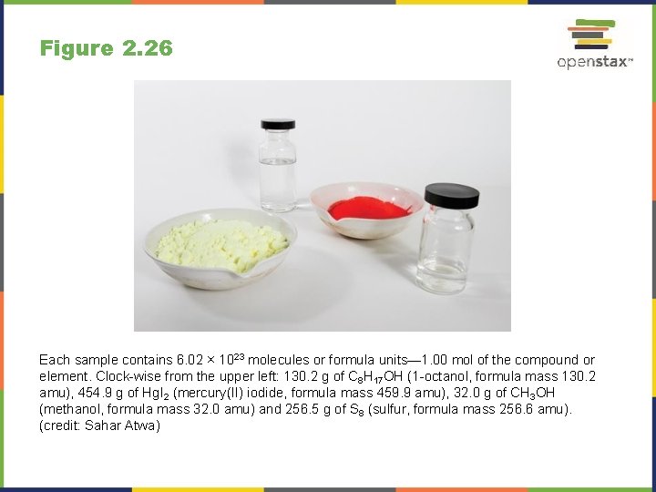 Figure 2. 26 Each sample contains 6. 02 × 1023 molecules or formula units—