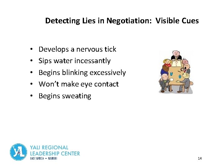 Detecting Lies in Negotiation: Visible Cues • • • Module 2 Develops a nervous