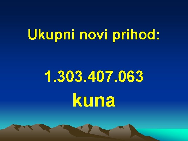 Ukupni novi prihod: 1. 303. 407. 063 kuna 