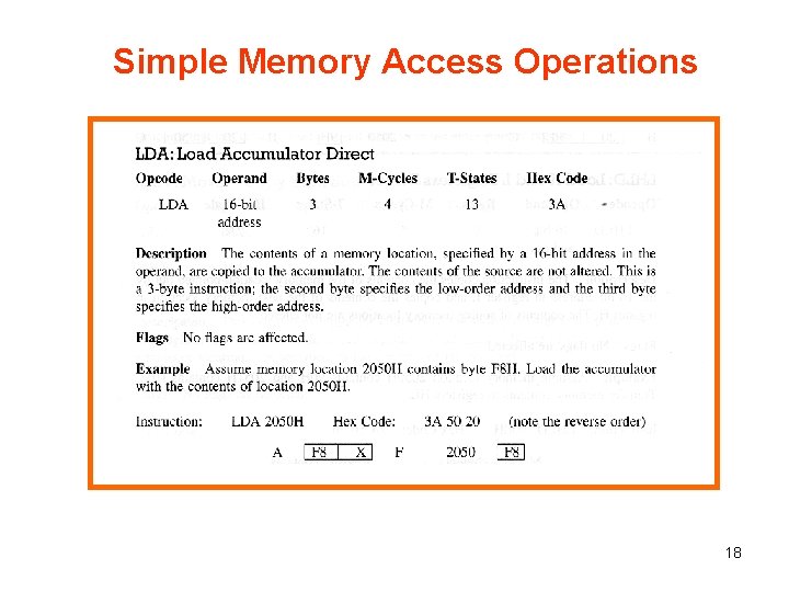 Simple Memory Access Operations 18 