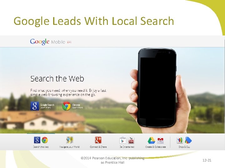 Google Leads With Local Search © 2014 Pearson Education, Inc. publishing as Prentice Hall Google Leads With Local Search © 2014 Pearson Education, Inc. publishing as Prentice Hall