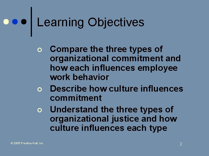 Learning Objectives ¢ ¢ ¢ © 2005 Prentice-Hall, Inc. Compare three types of organizational