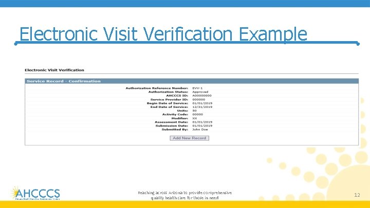 Electronic Visit Verification Example Reaching across Arizona to provide comprehensive quality health care for