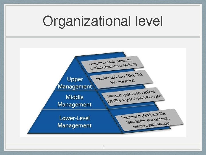 Organizational level 2 