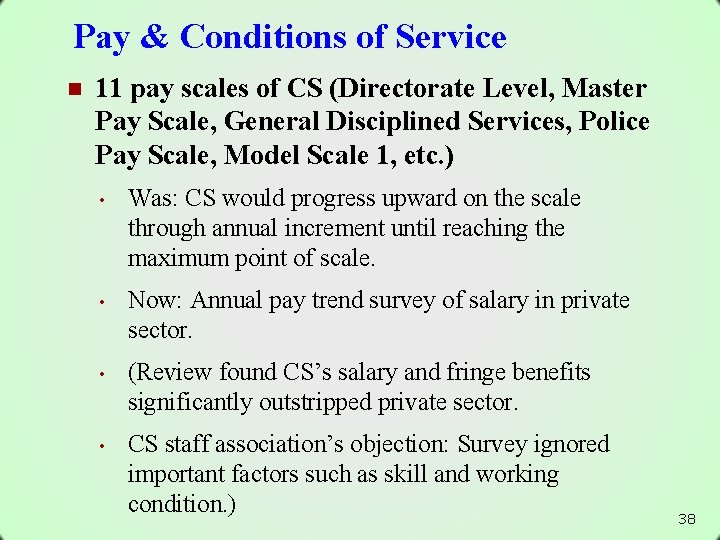 Pay & Conditions of Service n 11 pay scales of CS (Directorate Level, Master