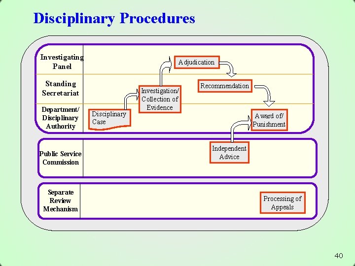 Disciplinary Procedures Investigating Panel Adjudication Standing Secretariat Department/ Disciplinary Authority Public Service Commission Separate