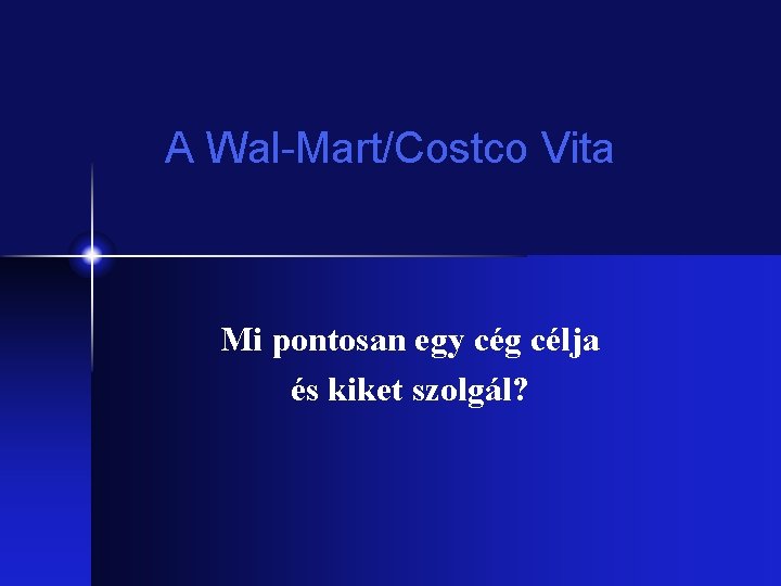 A Wal-Mart/Costco Vita Mi pontosan egy cég célja és kiket szolgál? 