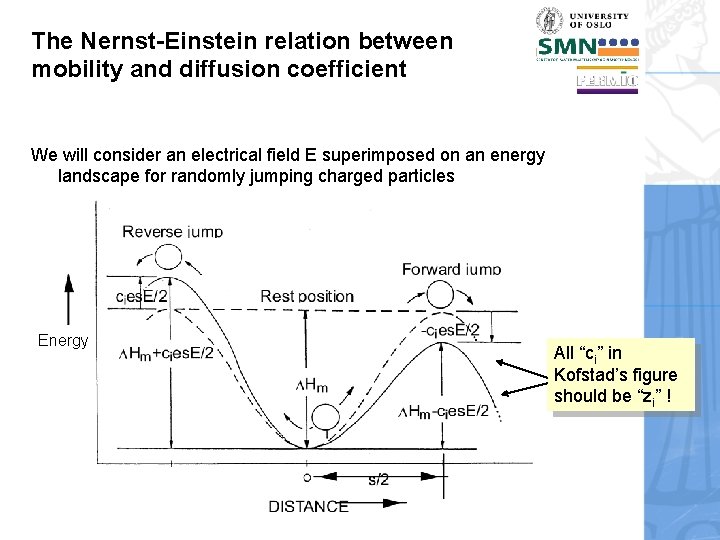 The Nernst-Einstein relation between mobility and diffusion coefficient We will consider an electrical field